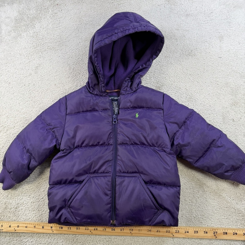 Polo Ralph Lauren Jacket Toddler 4T Purple Hooded Down Puffer Winter Coat Pony